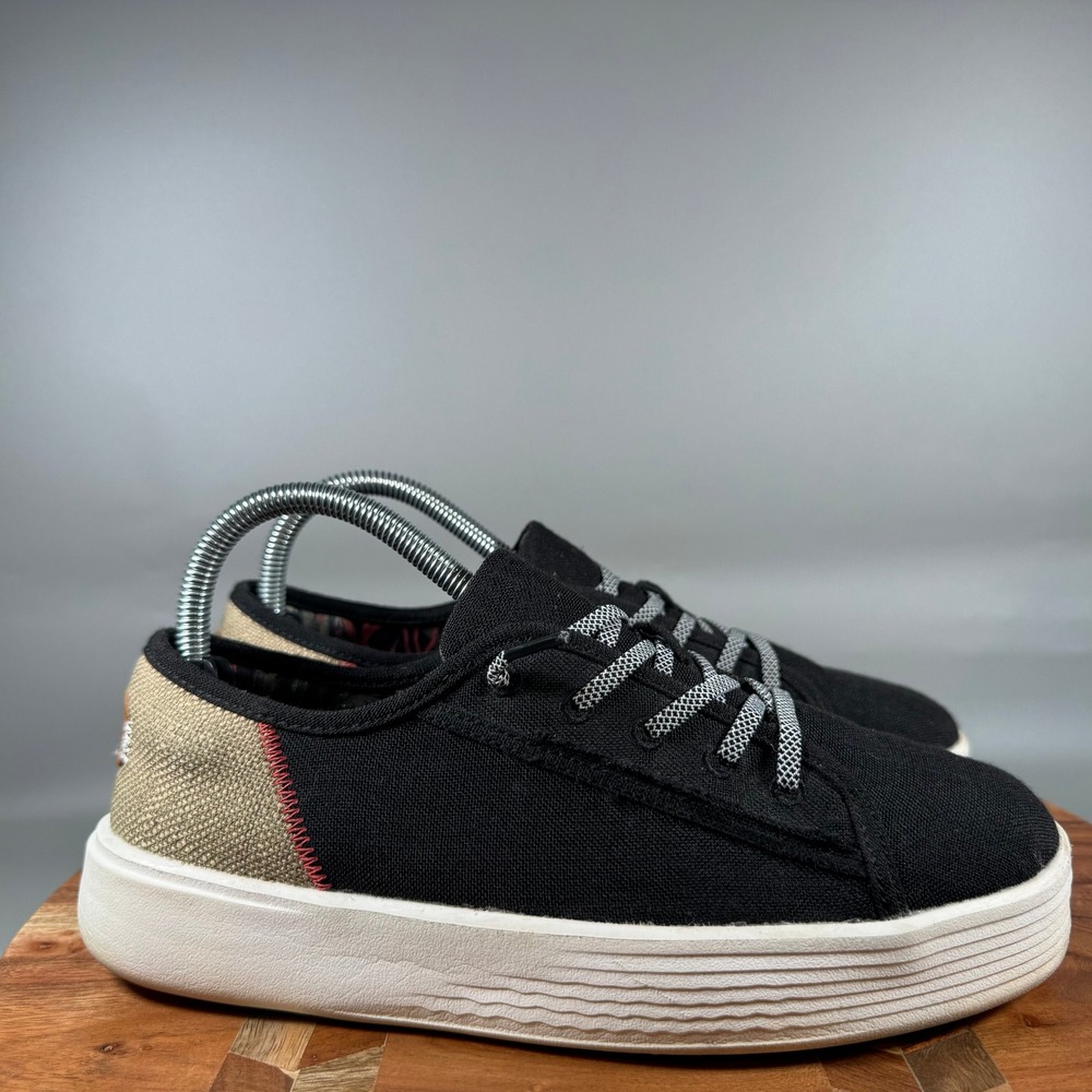 Hey Dude Cody W Craft Black Canvas Platform Slip On Sneakers Womens 8 40600-001
